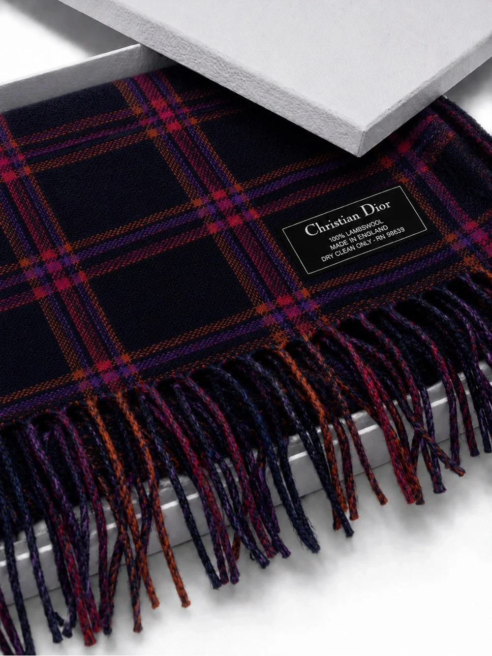 Dior lambswool plaid scarf
